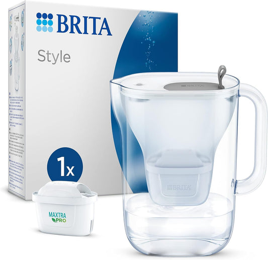 BRITA Style Water Filter Jug 2.4L Grey – Fridge-Fit Pitcher with Smart LED Indicator & MAXTRA PRO Cartridge