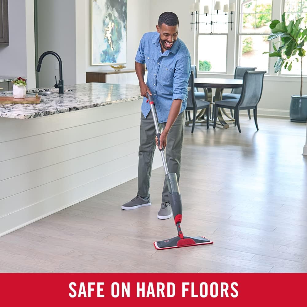 Rubbermaid Microfiber Reveal Spray Mop Floor Cleaning Kit – Refillable Spray Mop with 3 Reusable Pads