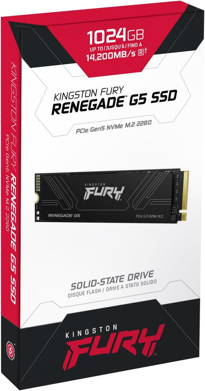Kingston FURY Renegade G5 1TB PCIe 5.0 NVMe M.2 2280 Internal Solid State Drive - SSD (SFYR2S/1T0)