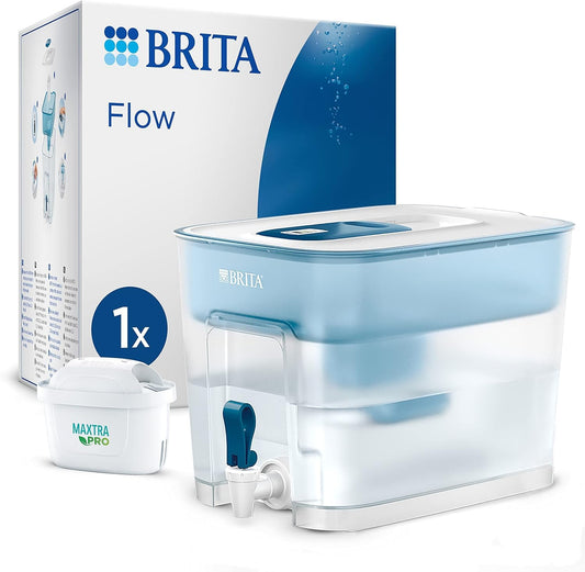 BRITA Flow XXL Water Filter Tank 8.2L – Fridge-Fitting Water Dispenser with MAXTRA PRO Cartridge, Digital Memo Indicator