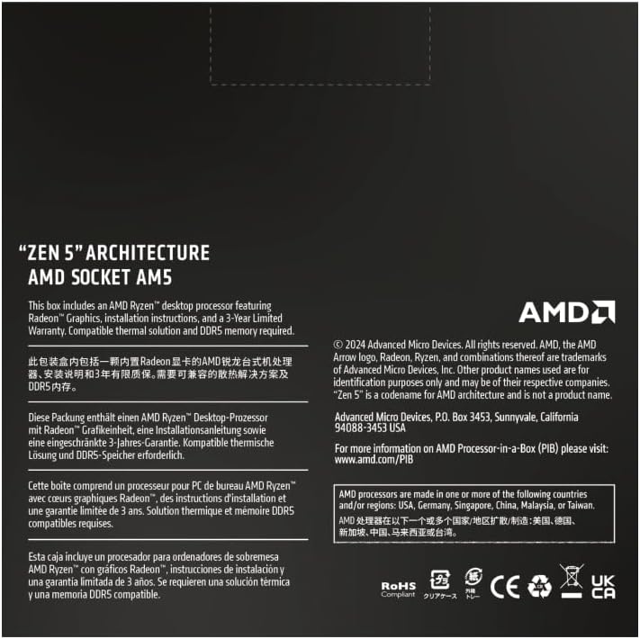 AMD Ryzen 9 9900X 12-Core 24-Thread Desktop Processor - Socket AM5 (100001403WOF)
