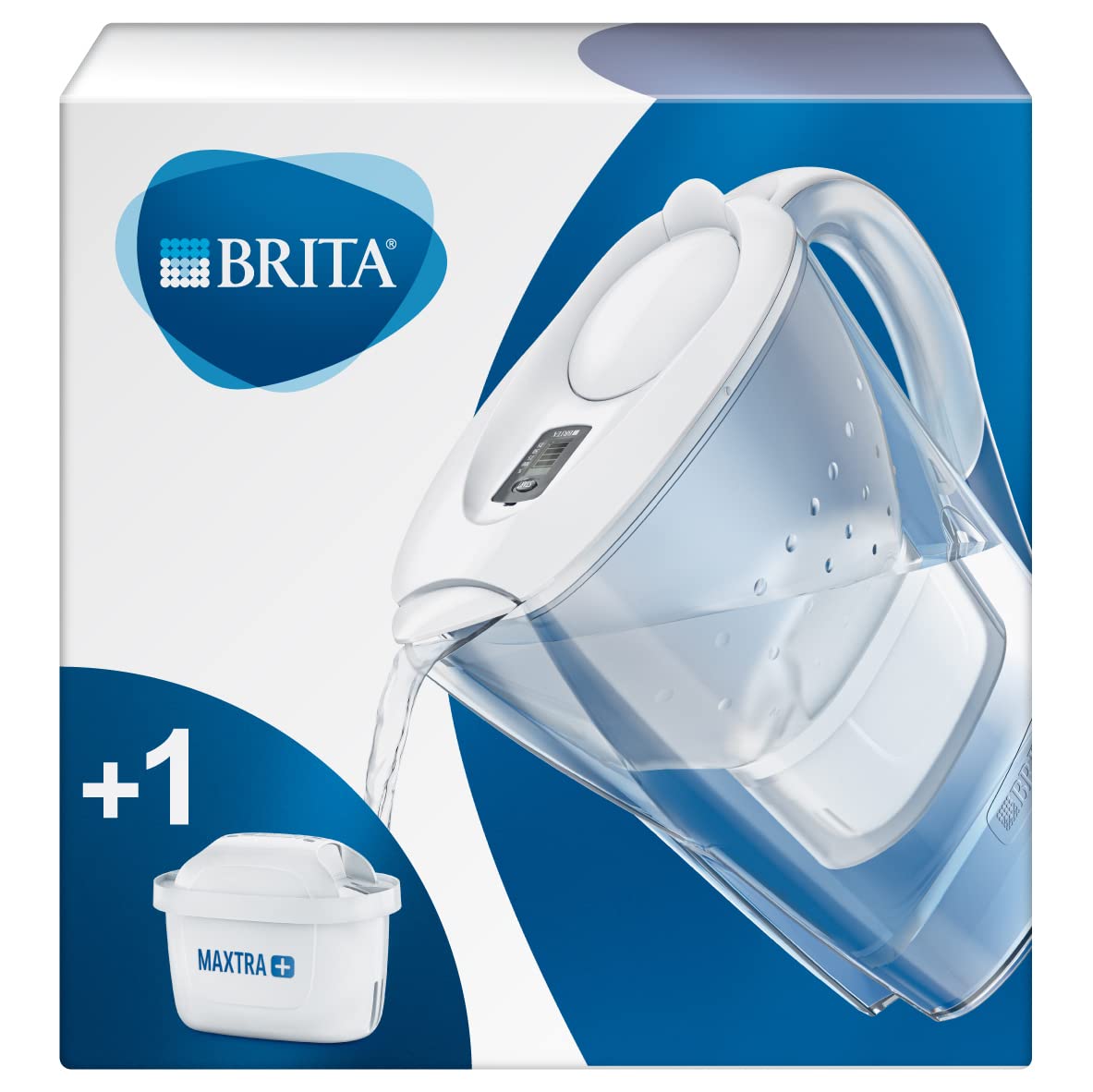 BRITA Marella Water Filter Jug 2.4L White – Fridge-Fit Pitcher with MAXTRA+ Cartridge & Filter Change Indicator