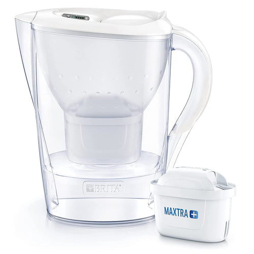BRITA Marella Water Filter Jug 2.4L White – Fridge-Fit Pitcher with MAXTRA+ Cartridge & Filter Change Indicator