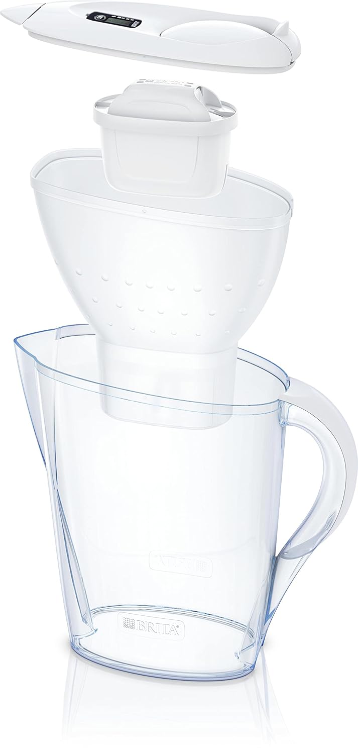 BRITA Marella Water Filter Jug 2.4L White – Fridge-Fit Pitcher with MAXTRA+ Cartridge & Filter Change Indicator