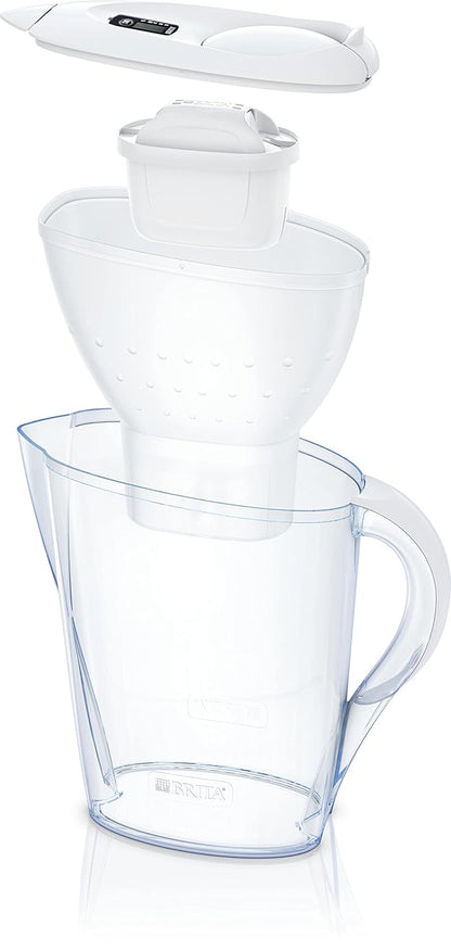 BRITA Marella Water Filter Jug 2.4L White – Fridge-Fit Pitcher with MAXTRA+ Cartridge & Filter Change Indicator
