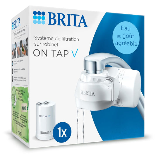 BRITA On Tap V Water Filter System – White Tap Mounted Water Purifier with 4-Stage Filtration, 600L Capacity