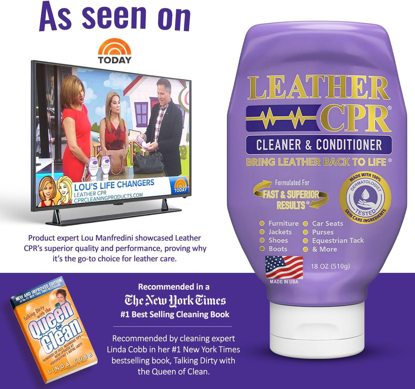 CPR Cleaning Products Leather Cleaner & Conditioner 18oz – Leather Care for Furniture, Car Seats & More