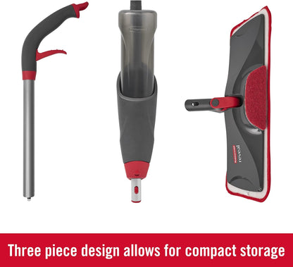 Rubbermaid Microfiber Reveal Spray Mop Floor Cleaning Kit – Refillable Spray Mop with 3 Reusable Pads