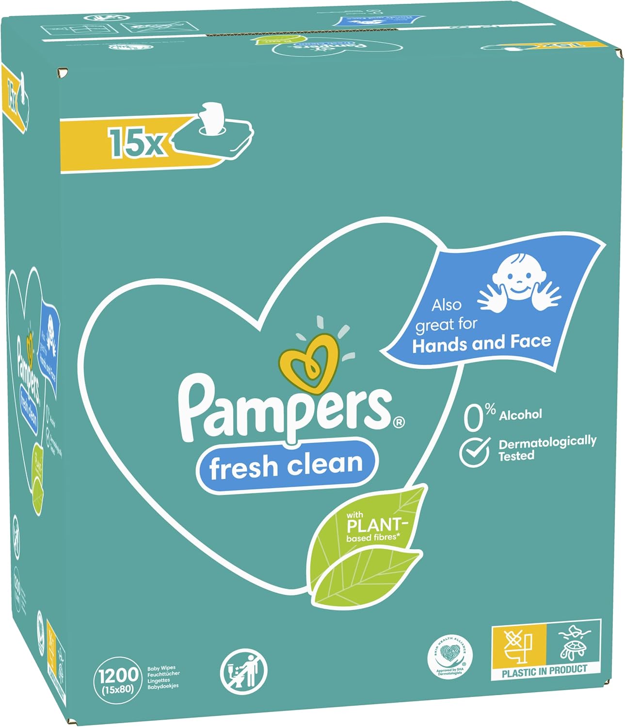 Pampers Baby Wipes Fresh Clean 15 Pack – 1200 Wet Wipes for Newborn & Baby Care