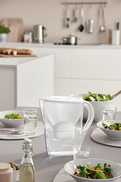 BRITA Marella Water Filter Jug 2.4L White – Fridge-Fit Pitcher with MAXTRA+ Cartridge & Filter Change Indicator