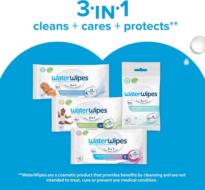 WaterWipes Sensitive+ Newborn & Baby Wipes 12 Pack – 99.9% Water, Unscented & Gentle Care