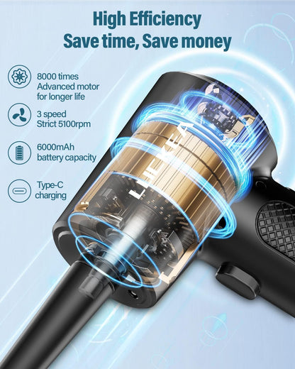 LUCKEA Electric Air Duster Cleaner 6000mAh – Rechargeable Compressed Air Blower for PC & Electronics