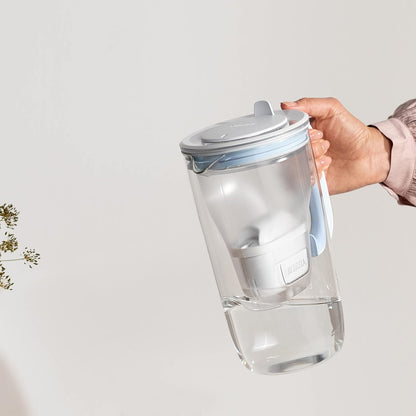 BRITA Glass Water Filter Jug Light Blue 2.5L – Premium Borosilicate Glass Pitcher with MAXTRA PRO Cartridges & Smart Light Indicator