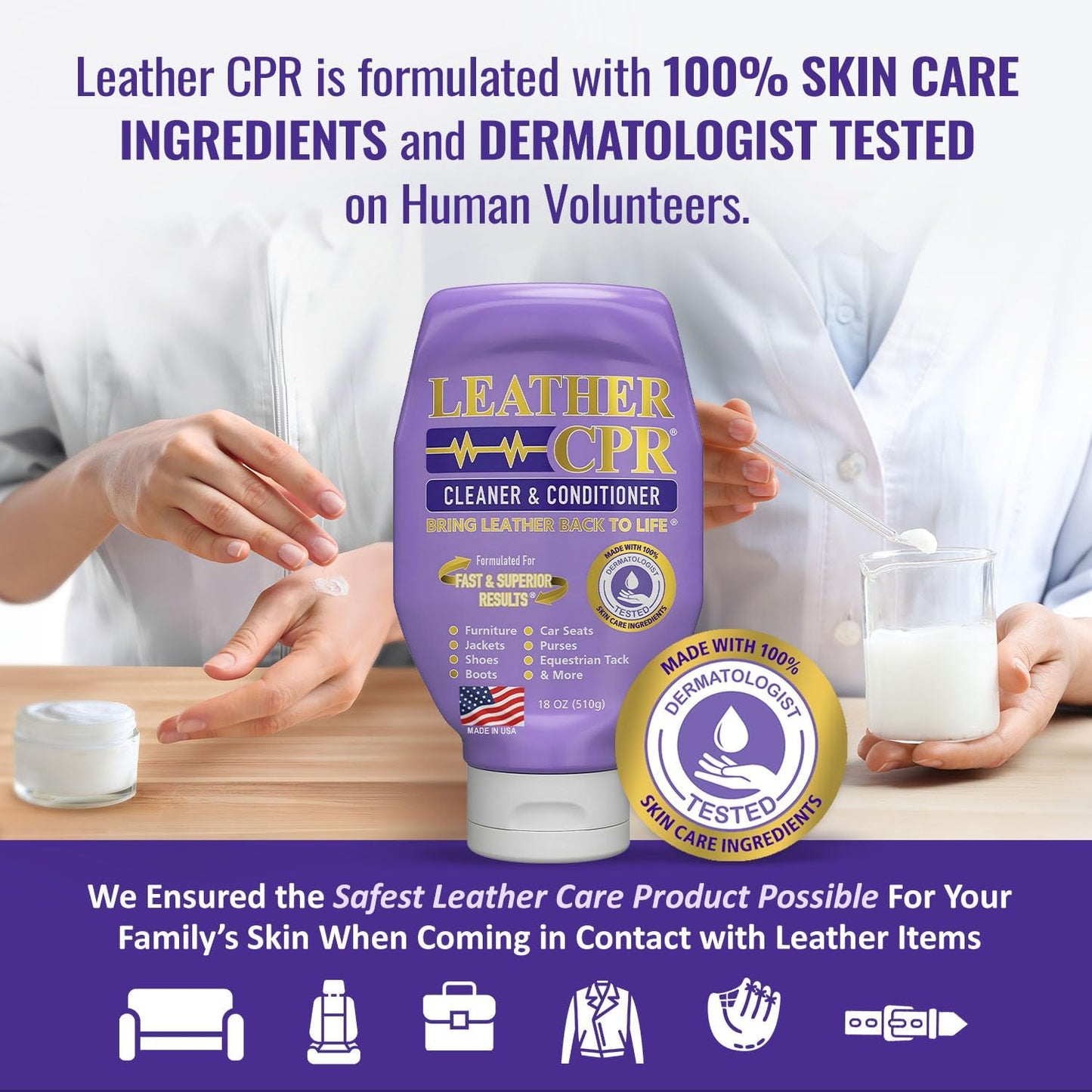 CPR Cleaning Products Leather Cleaner & Conditioner 18oz – Leather Care for Furniture, Car Seats & More