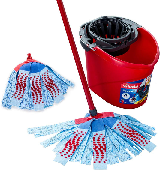 Vileda SuperMocio 3 Action XL Mop & Bucket Set with Extra Refill – Microfibre Floor Cleaning System