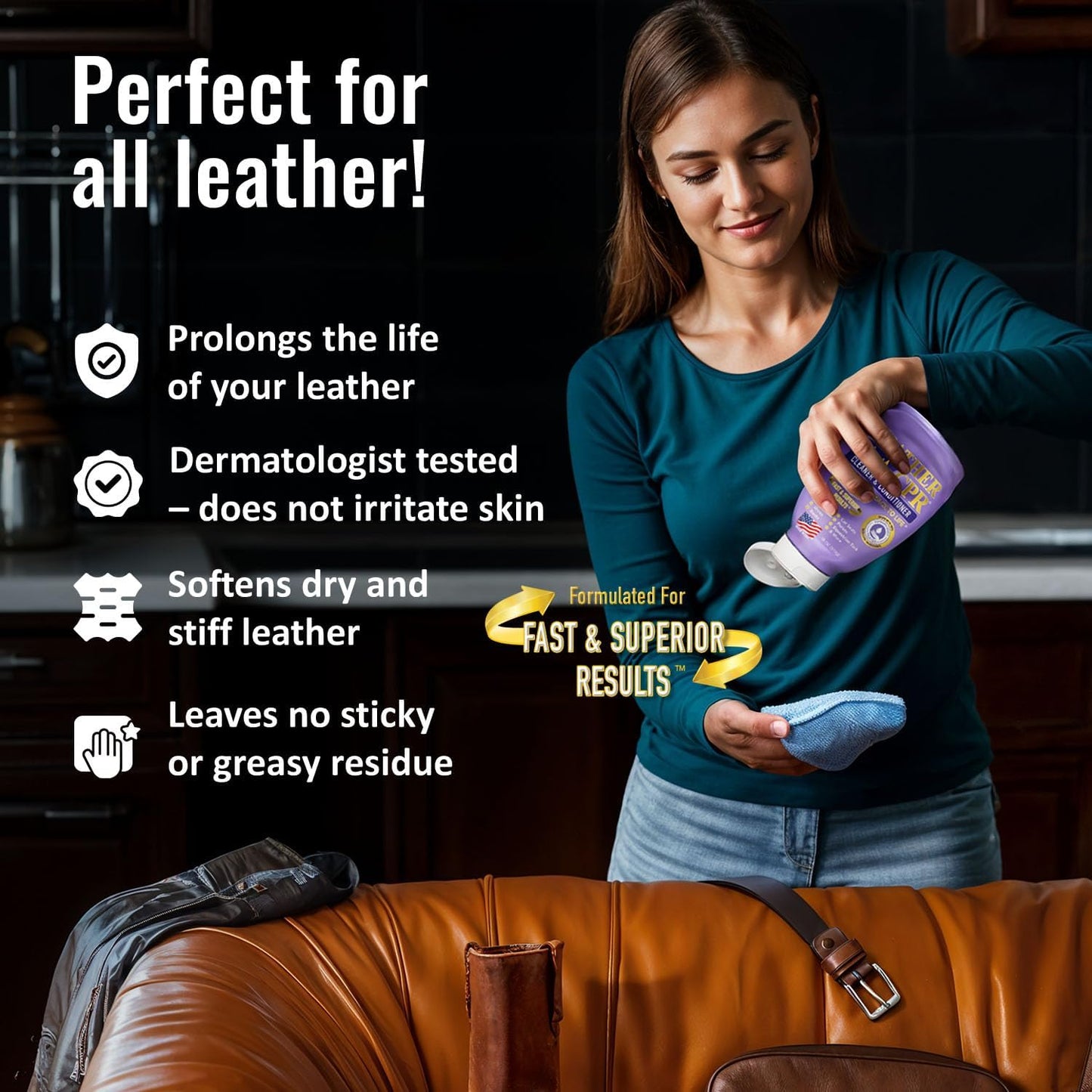 CPR Cleaning Products Leather Cleaner & Conditioner 18oz – Leather Care for Furniture, Car Seats & More