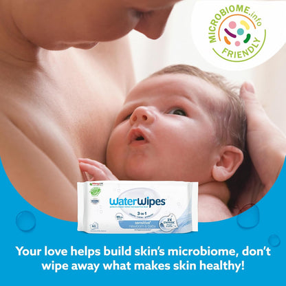 WaterWipes Sensitive+ Newborn & Baby Wipes 12 Pack – 99.9% Water, Unscented & Gentle Care