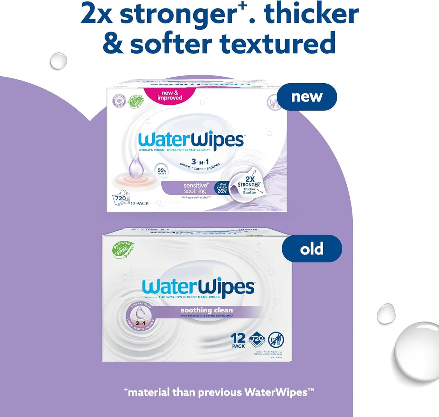 WaterWipes Sensitive+ Soothing Baby Wipes 12 Pack – 99% Water, Botanical Extract & Gentle Care