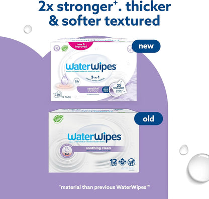 WaterWipes Sensitive+ Soothing Baby Wipes 12 Pack – 99% Water, Botanical Extract & Gentle Care