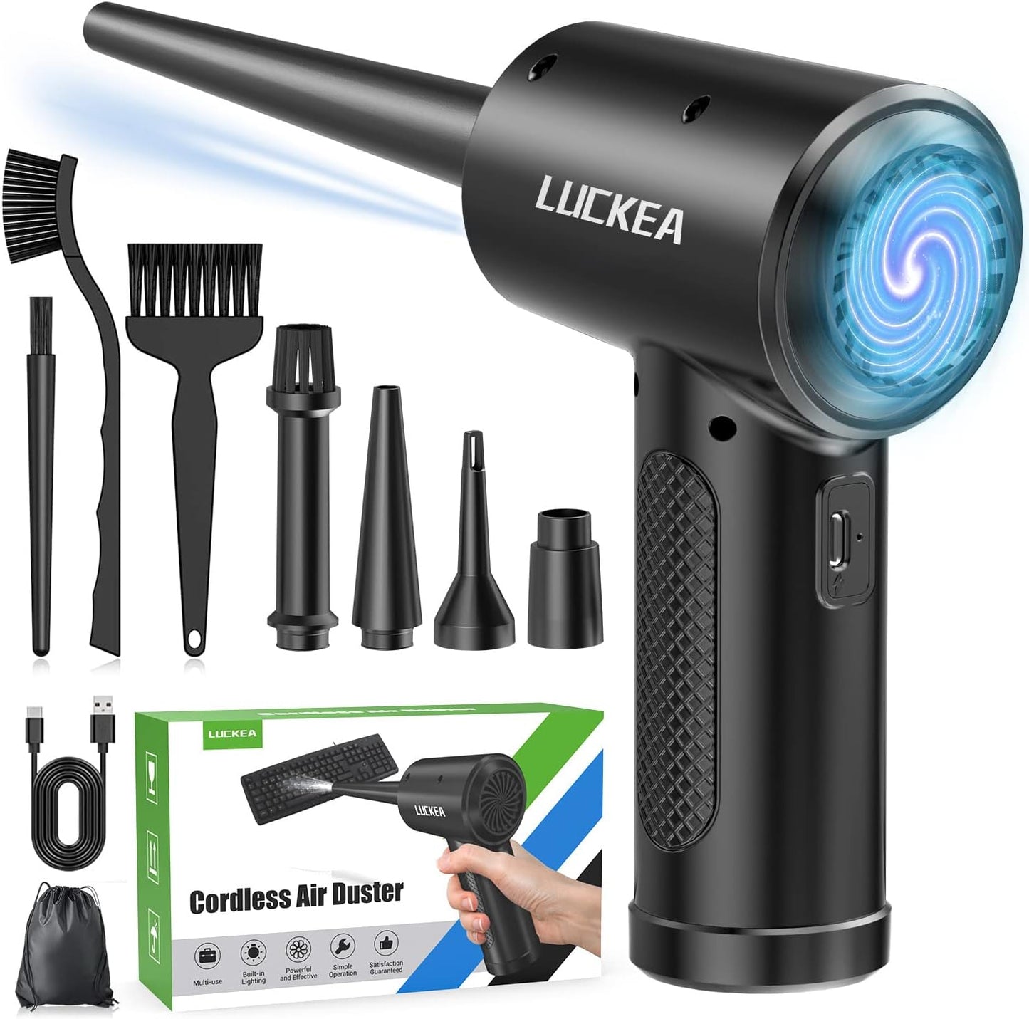 LUCKEA Electric Air Duster Cleaner 6000mAh – Rechargeable Compressed Air Blower for PC & Electronics