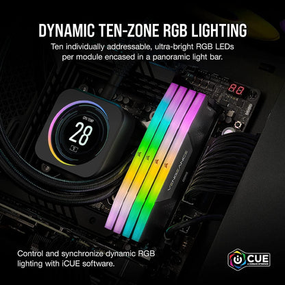 Corsair Vengeance RGB 32GB (2x16GB) DDR5 6000MHz CL36 Desktop Memory - Black (CMH32GX5M2E6000C36)