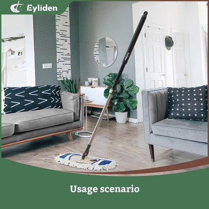 Eyliden Flat Microfibre Mop with 2 Reusable Pads – Wet & Dry Floor Cleaning Mop with Telescopic Handle