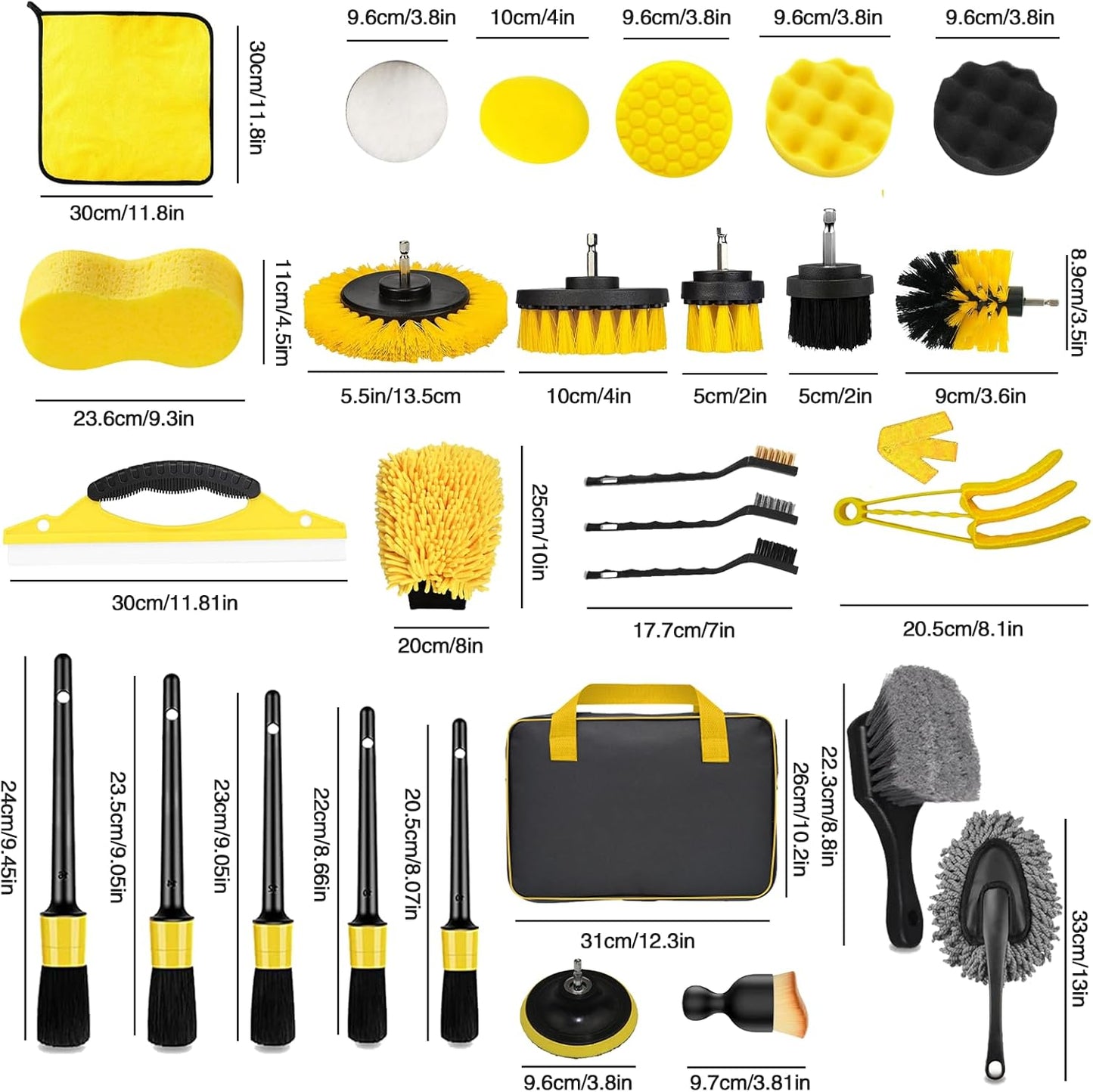 32Pcs Car Detailing Cleaning Kit – Interior & Exterior Car Care Brush Set with Polishing Pads