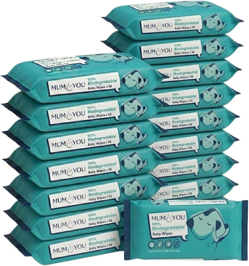 M&Y Mum & You Biodegradable Baby Wet Wipes 18 Packs – 1008 Water-Based Wipes