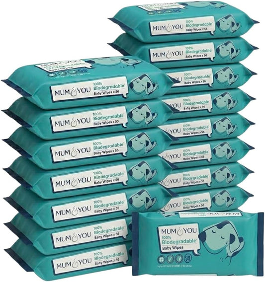 M&Y Mum & You Biodegradable Baby Wet Wipes 18 Packs – 1008 Water-Based Wipes