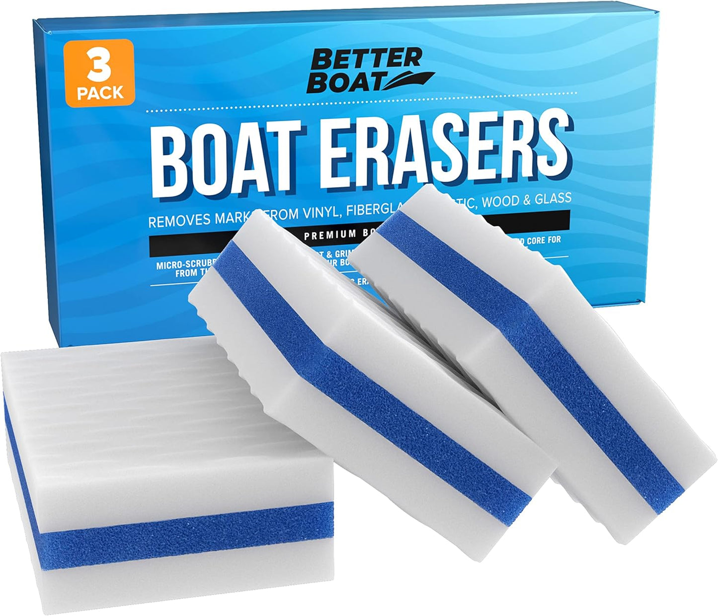Premium Boat Scuff Erasers 3 Pack – Marine Cleaning Sponges for Boat Decks, Seats & Accessories