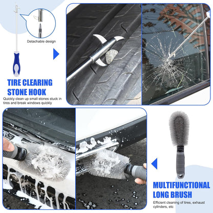 27Pcs Car Cleaning Kit – Interior & Exterior Detailing Brush Set with Storage Bag
