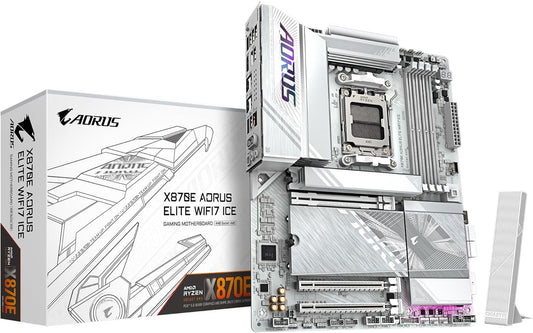 Gigabyte X870E AORUS ELITE WIFI7 ICE White Flagship AMD Ryzen AM5 ATX Motherboard (X870E AORUS ELITE WIFI7 ICE)