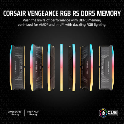 Corsair Vengeance RGB RS 32GB (2x16GB) DDR5 6000MHz CL36 Intel XMP & AMD Expo Desktop Memory - Grey (CMG32GX5M2E6000Z36)