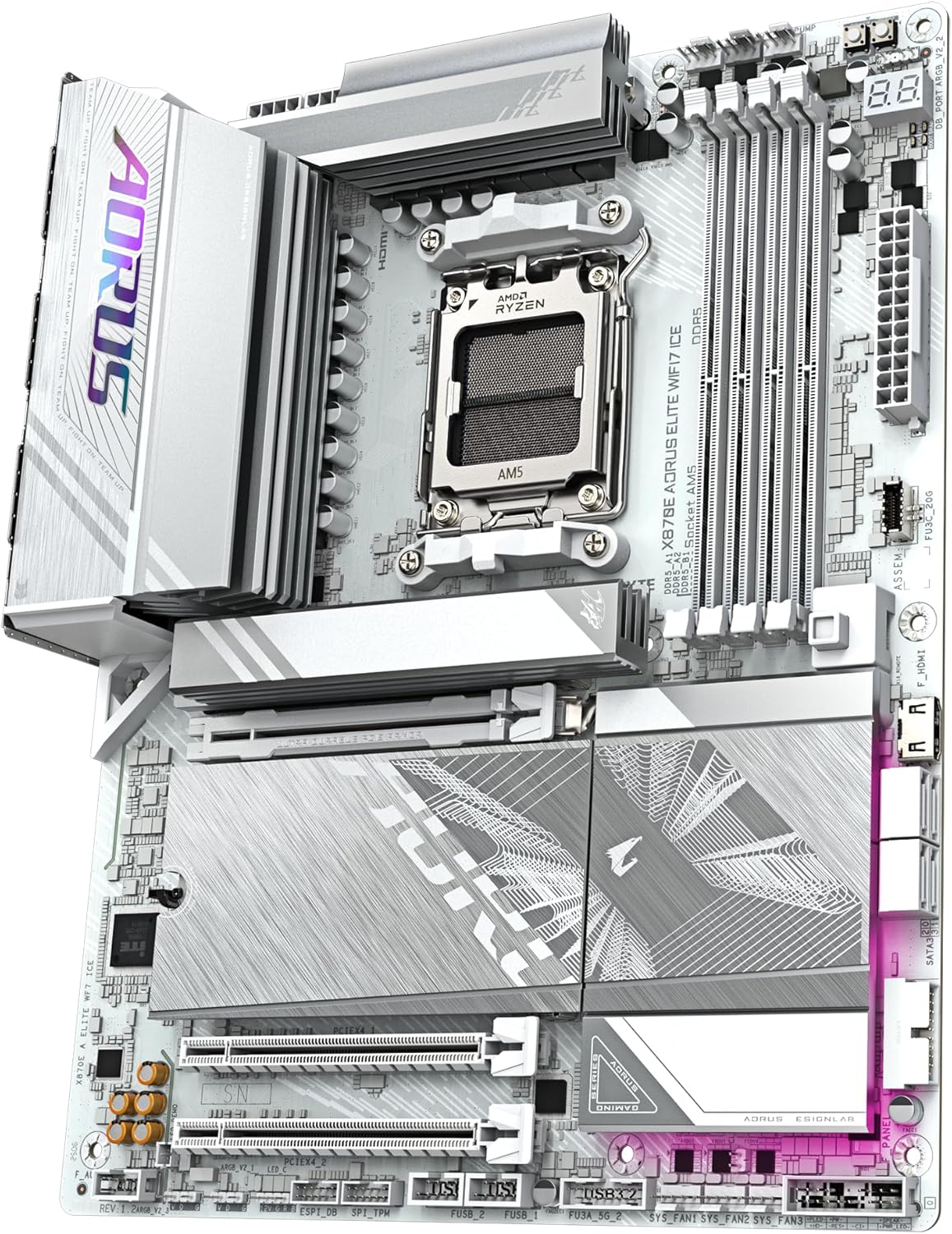 Gigabyte X870E AORUS ELITE WIFI7 ICE White Flagship AMD Ryzen AM5 ATX Motherboard (X870E AORUS ELITE WIFI7 ICE)
