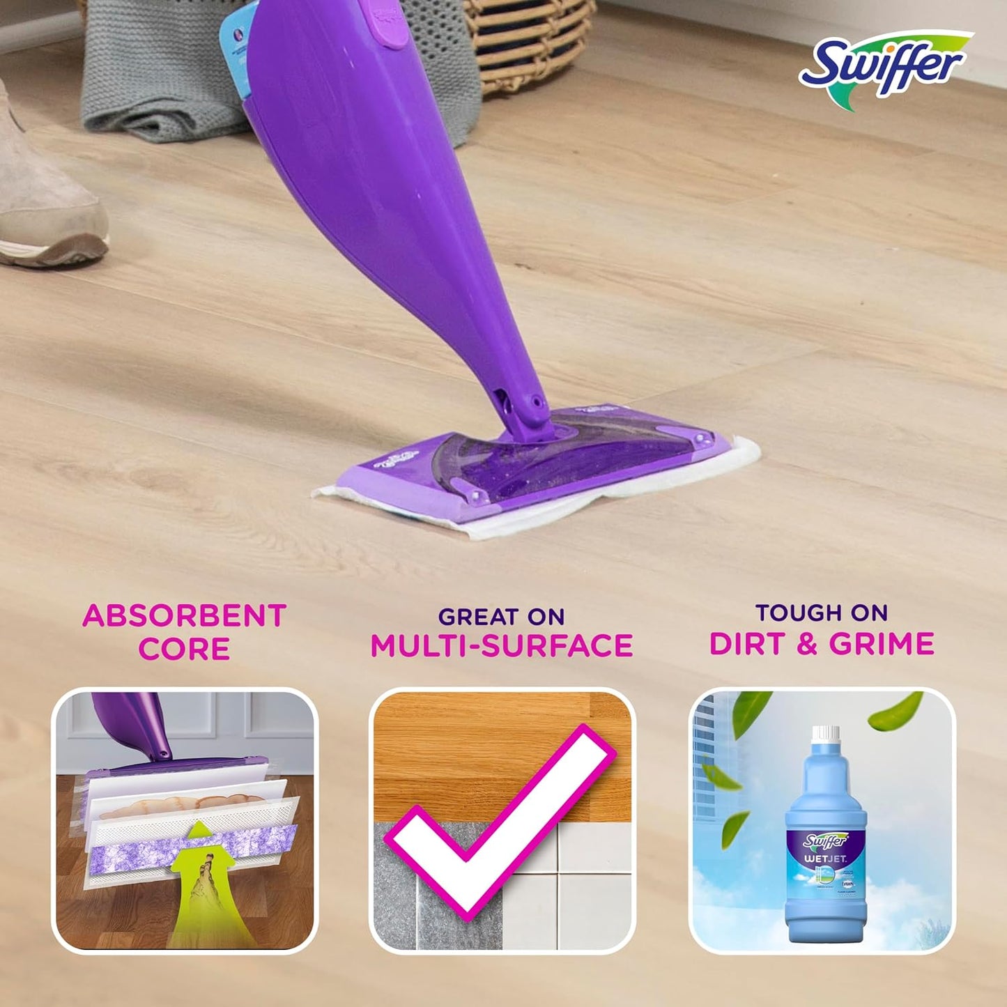 Swiffer WetJet Hardwood Mop Pad Refills 24 Pack – Multi-Surface Floor Cleaning Pads