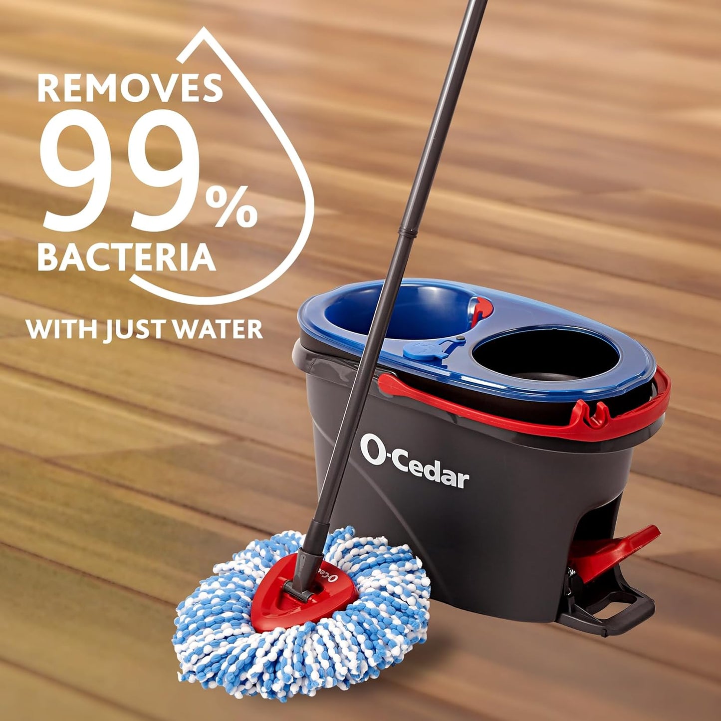 O-Cedar EasyWring RinseClean Microfiber Spin Mop & Bucket System – Dual Chamber Floor Cleaning Set