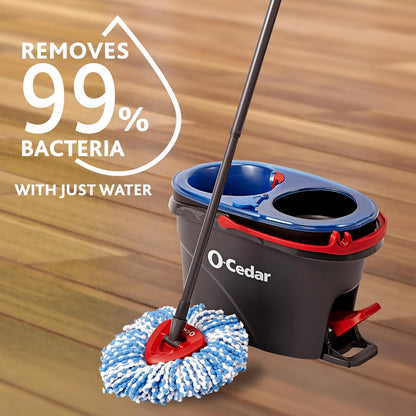 O-Cedar EasyWring RinseClean Microfiber Spin Mop & Bucket System – Dual Chamber Floor Cleaning Set