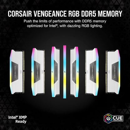 Corsair Vengeance RGB 32GB (2x16GB) DDR5 6000MHz CL36 Desktop Memory - White (CMH32GX5M2E6000C36W)