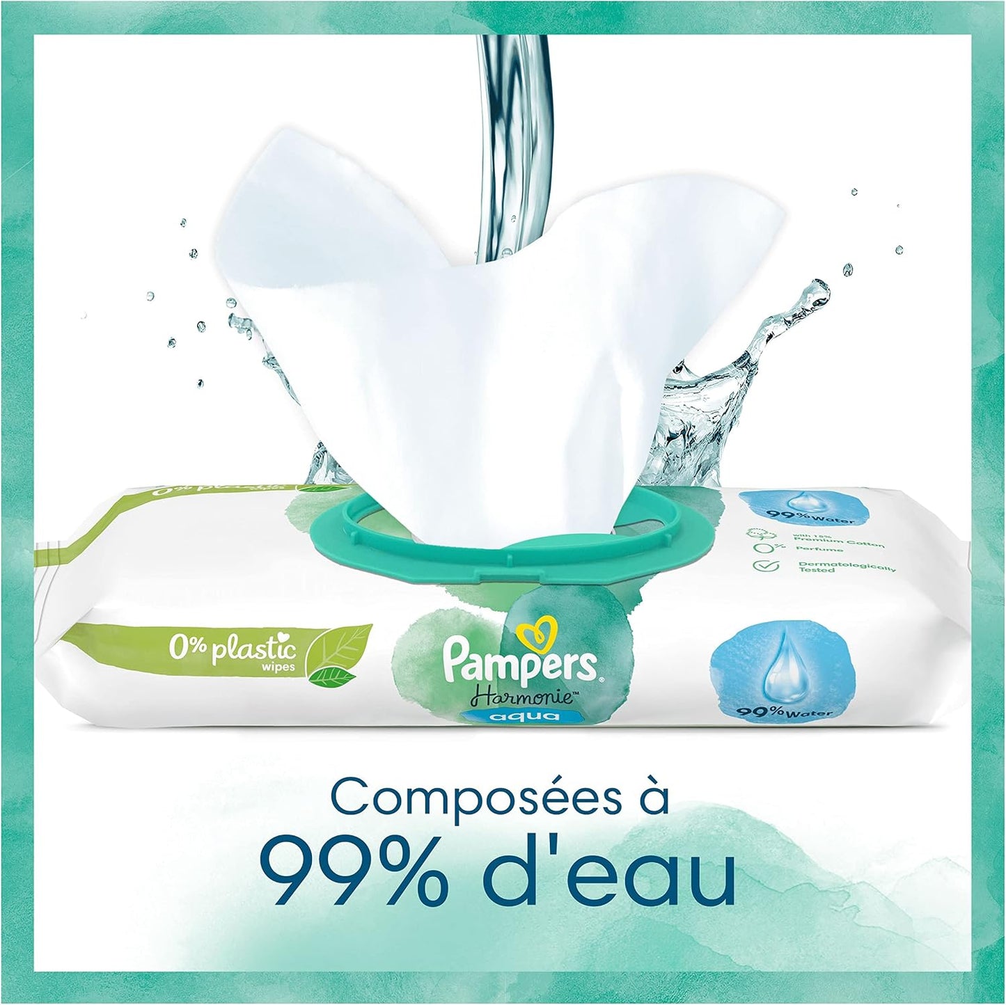 Pampers Harmonie Aqua Baby Wet Wipes 24 Pack – 1152 Wipes with 99% Water for Delicate Skin