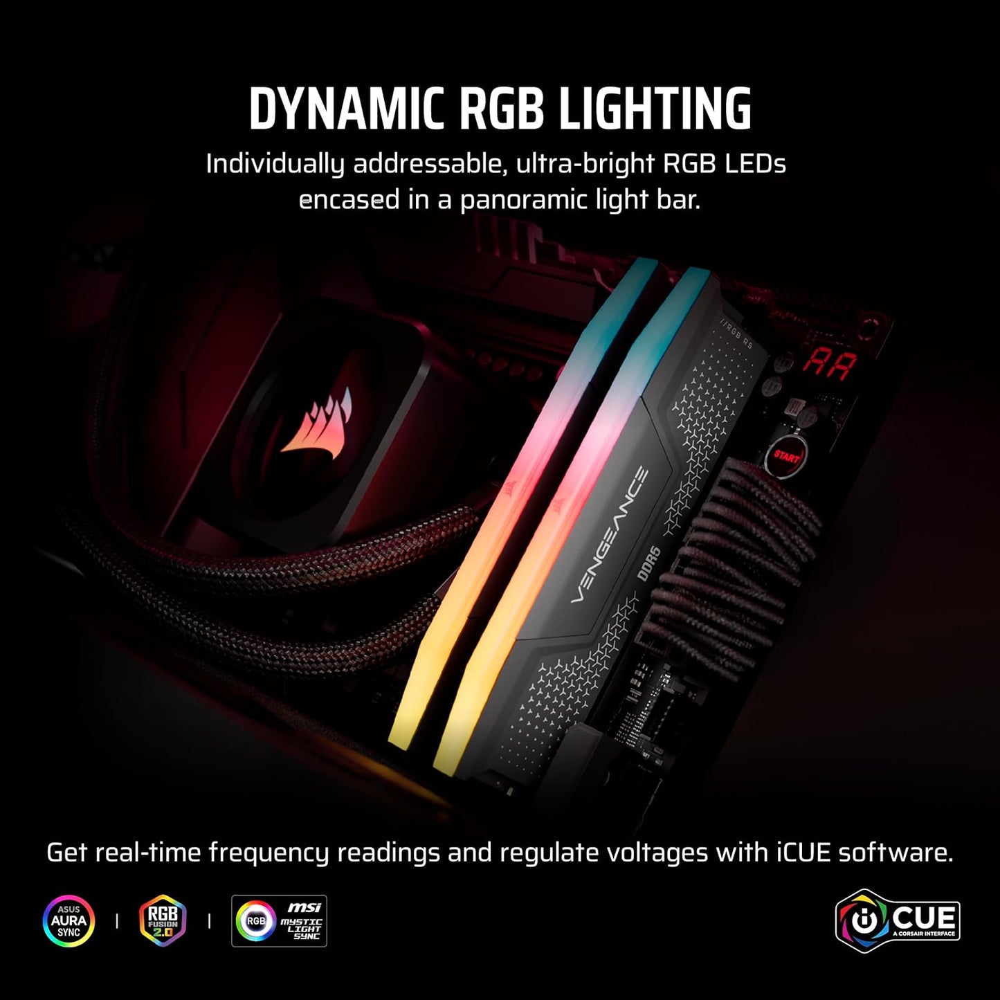 Corsair Vengeance RGB RS 32GB (2x16GB) DDR5 6000MHz CL36 Intel XMP & AMD Expo Desktop Memory - Grey (CMG32GX5M2E6000Z36)