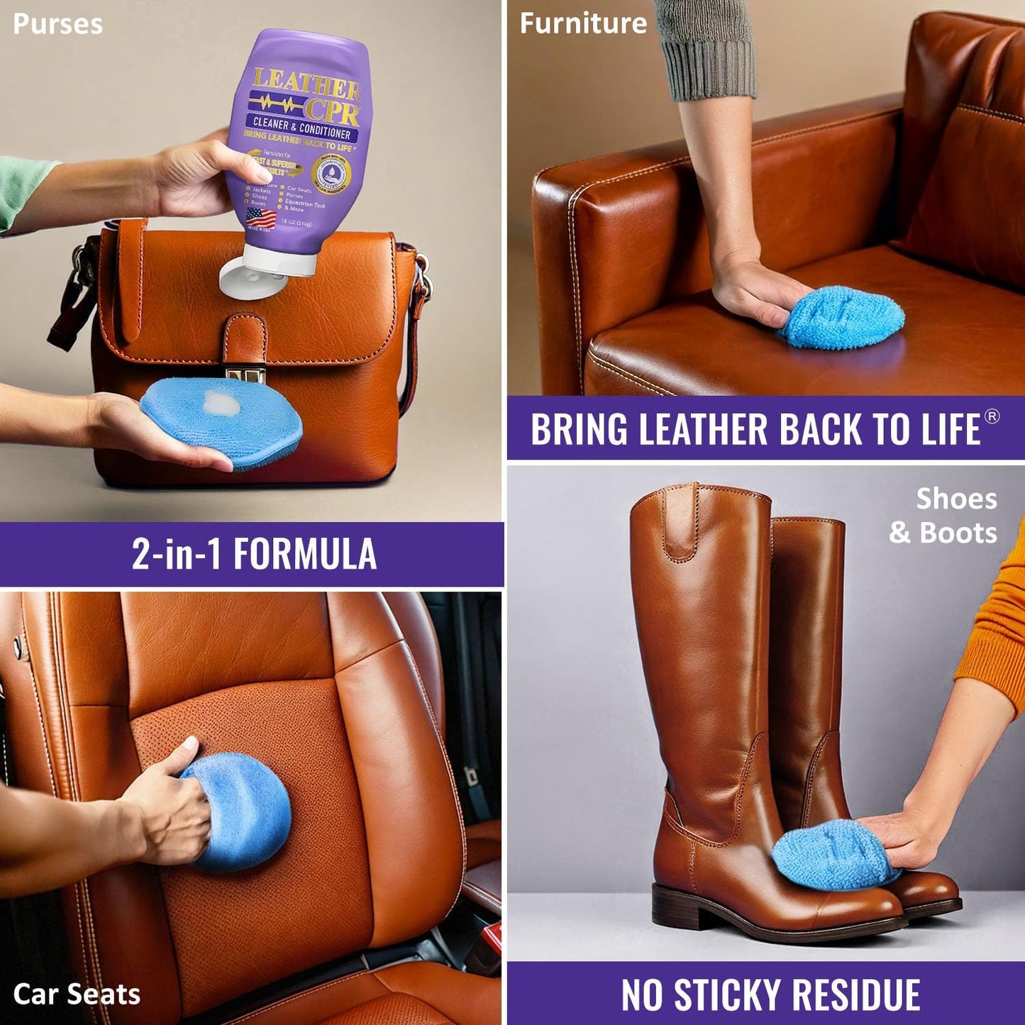 CPR Cleaning Products Leather Cleaner & Conditioner 18oz – Leather Care for Furniture, Car Seats & More