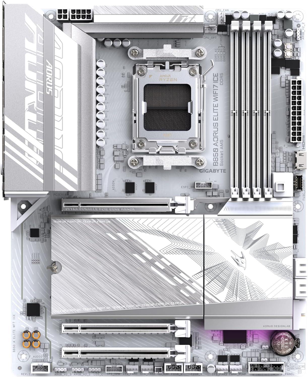 Gigabyte B850 AORUS ELITE WIFI7 ICE White AMD Ryzen AM5 ATX Motherboard (B850 AORUS ELITE WIFI7 ICE)